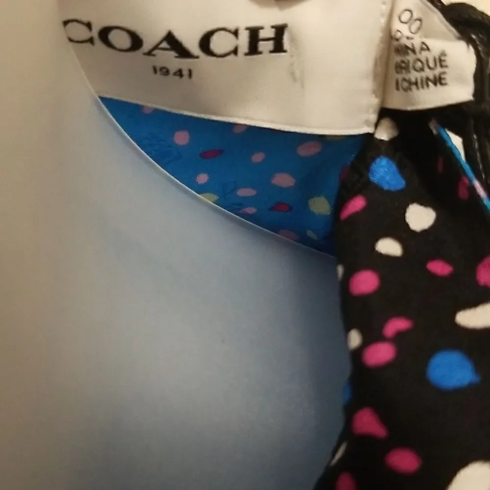 NWT COACH Dotted Sleeveless 100% silk dress Size 00